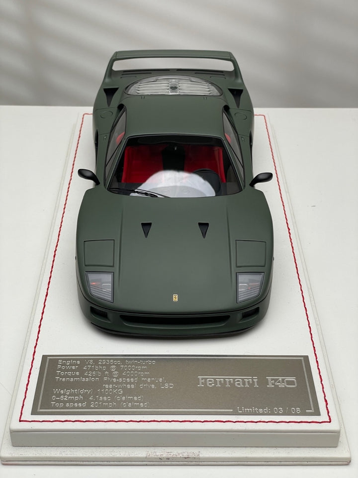 Ferrari F40 (Matte Dark Green) [Davis & Giovanni] 1:18 scale