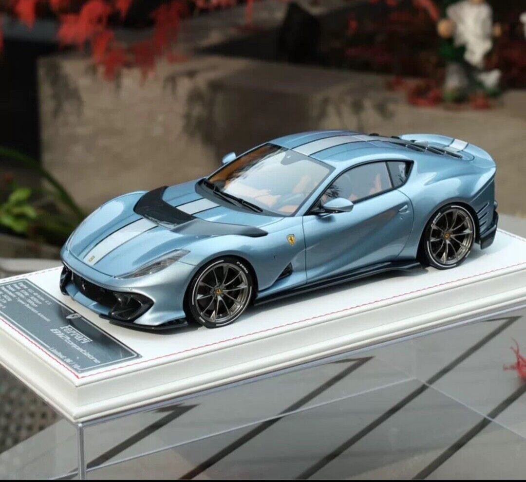 Ferrari 812 Competizione (Light Blue/ White Stripe)[Davis & Giovanni] 1:18 scale