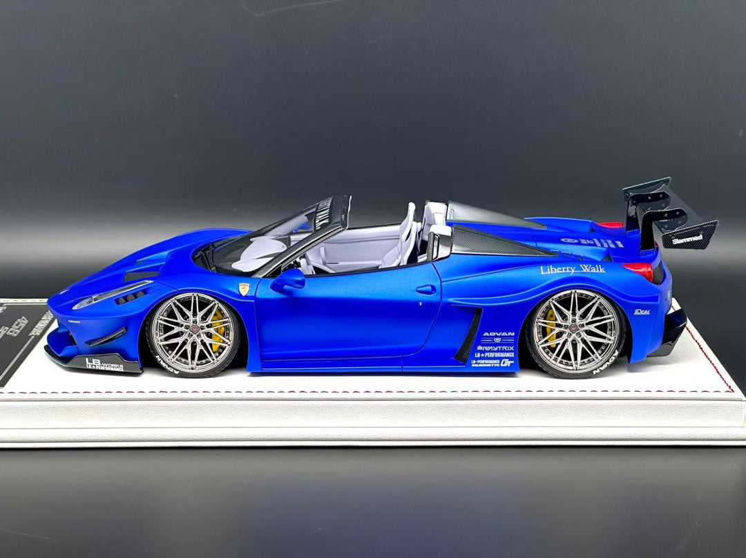 Ferrari 458 Spider LBWK (Matte Chrome Blue) [Davis & Giovanni] 1/18 scale