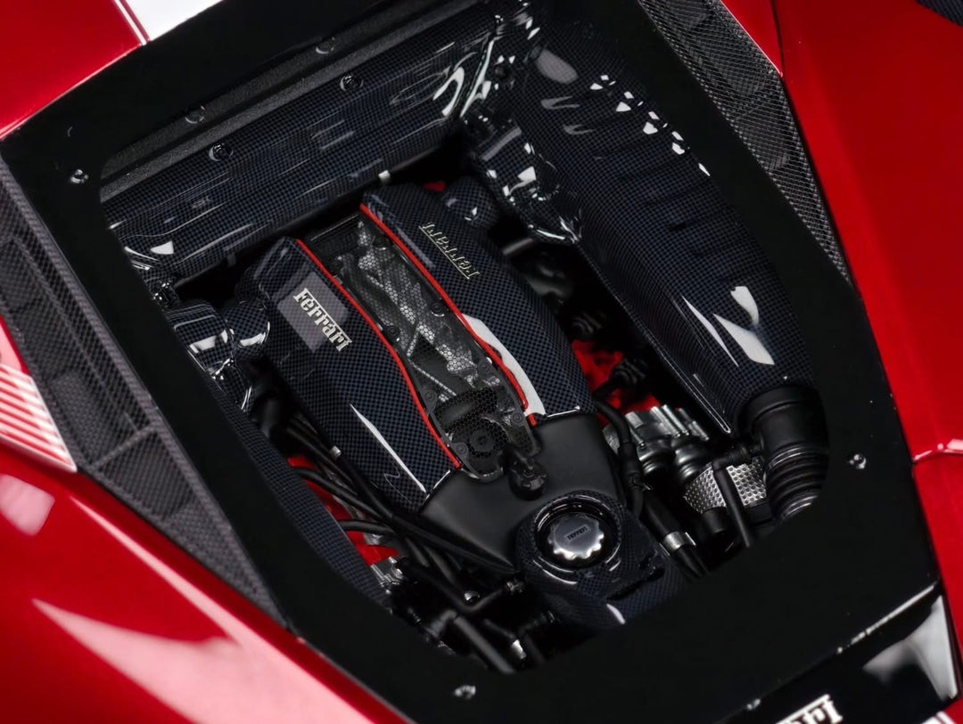 Ferrari 488 Pista (Rosso Magma, Blue/ White Stripe)[Davis & Giovanni] 1:12 scale