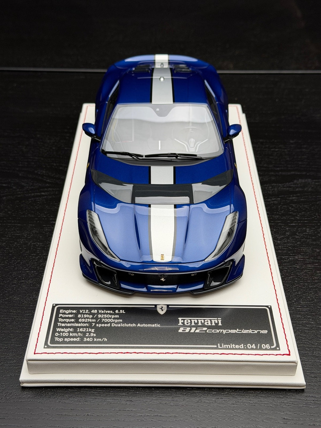 Ferrari 812 Competizione (Blue/ Silver Stripe) [Davis & Giovanni] 1:18 scale