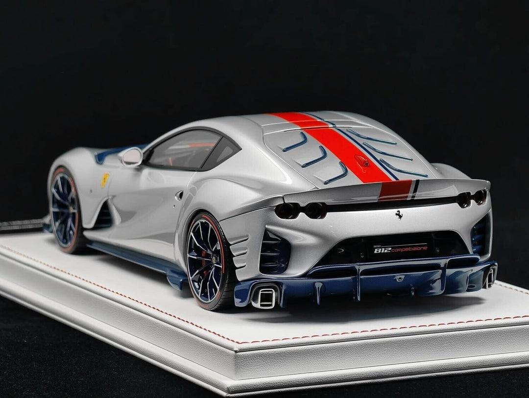 Ferrari 812 Competizione (Silver/ Orange Stripe) [Davis & Giovanni] 1/18 scale