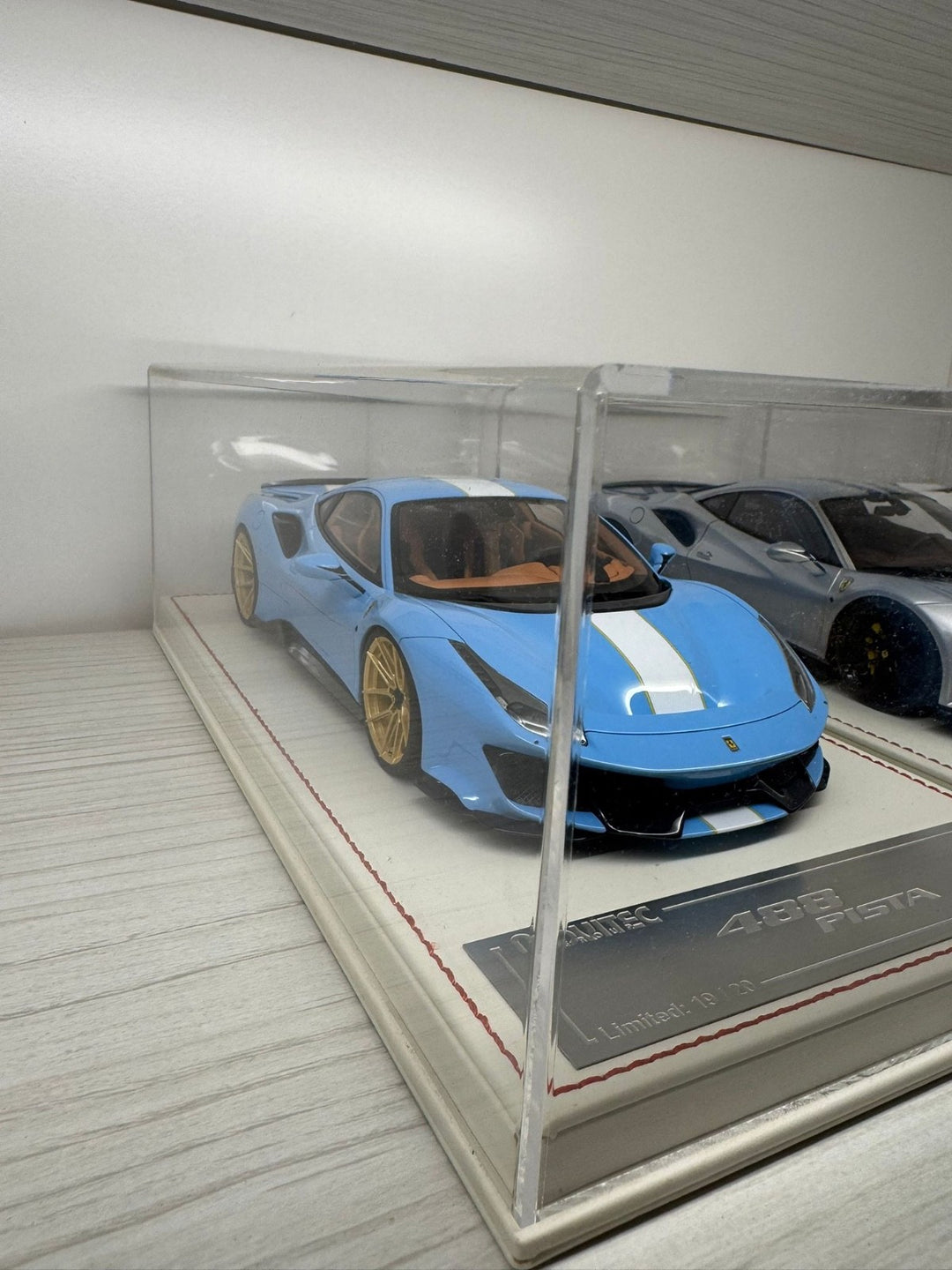 Ferrari 488 Pista NOVITEC (Baby Blue/ White Stripe)[Davis & Giovanni] 1:18 scale