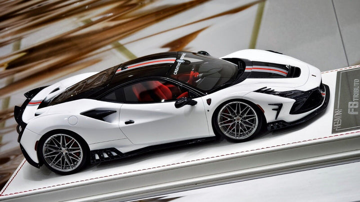 Ferrari F8 Tributo KEYVANY (White w/ Red Stripe) [Davis & Giovanni] 1:18 scale