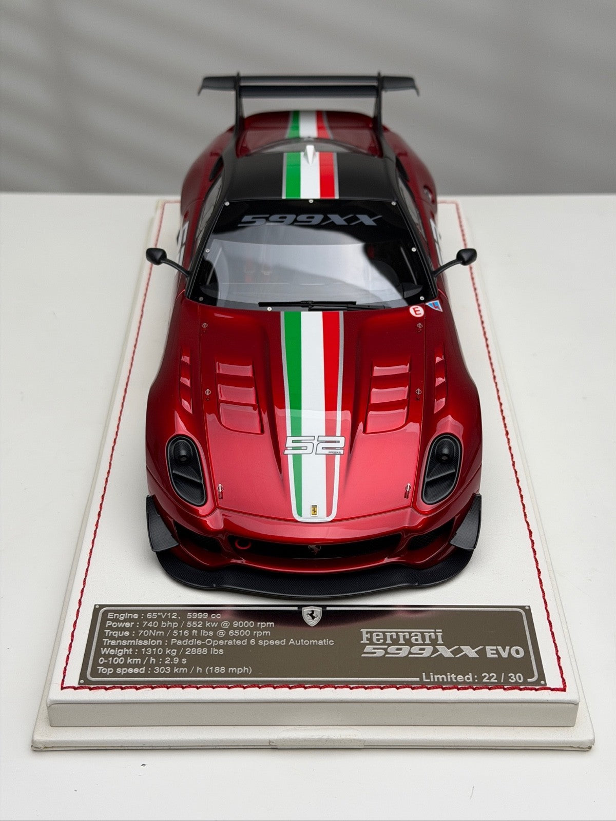 米マテル製 Ferrari 599XX イタリアンレッド リミテッドエディション Ferrari 599XX EVO (Metallic Red/ Italy Stripe) [Davis & Giovanni] 1/18