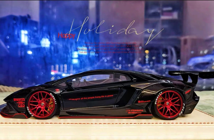 Lamborghini Aventador LP720-4 LBWK (Black/ Red) [Davis & Giovanni] 1:18 scale