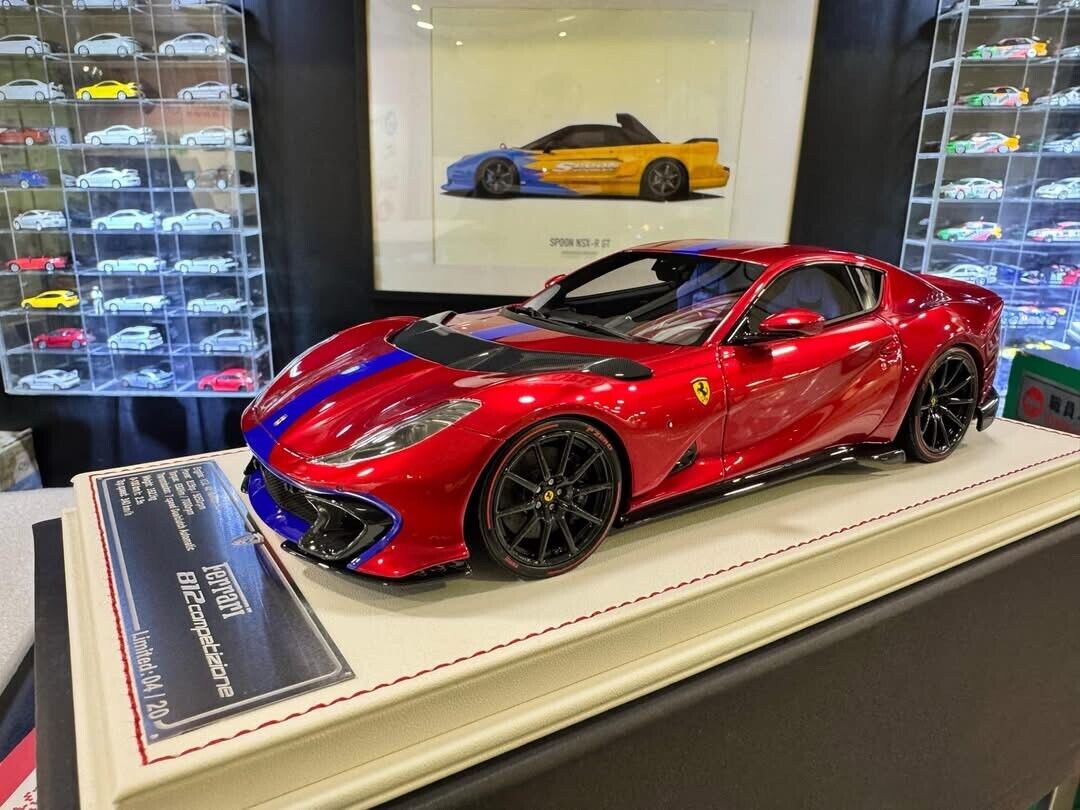 Ferrari 812 Competizione (Candy Red/ Blue Stripe) [Davis & Giovanni] 1:18 scale