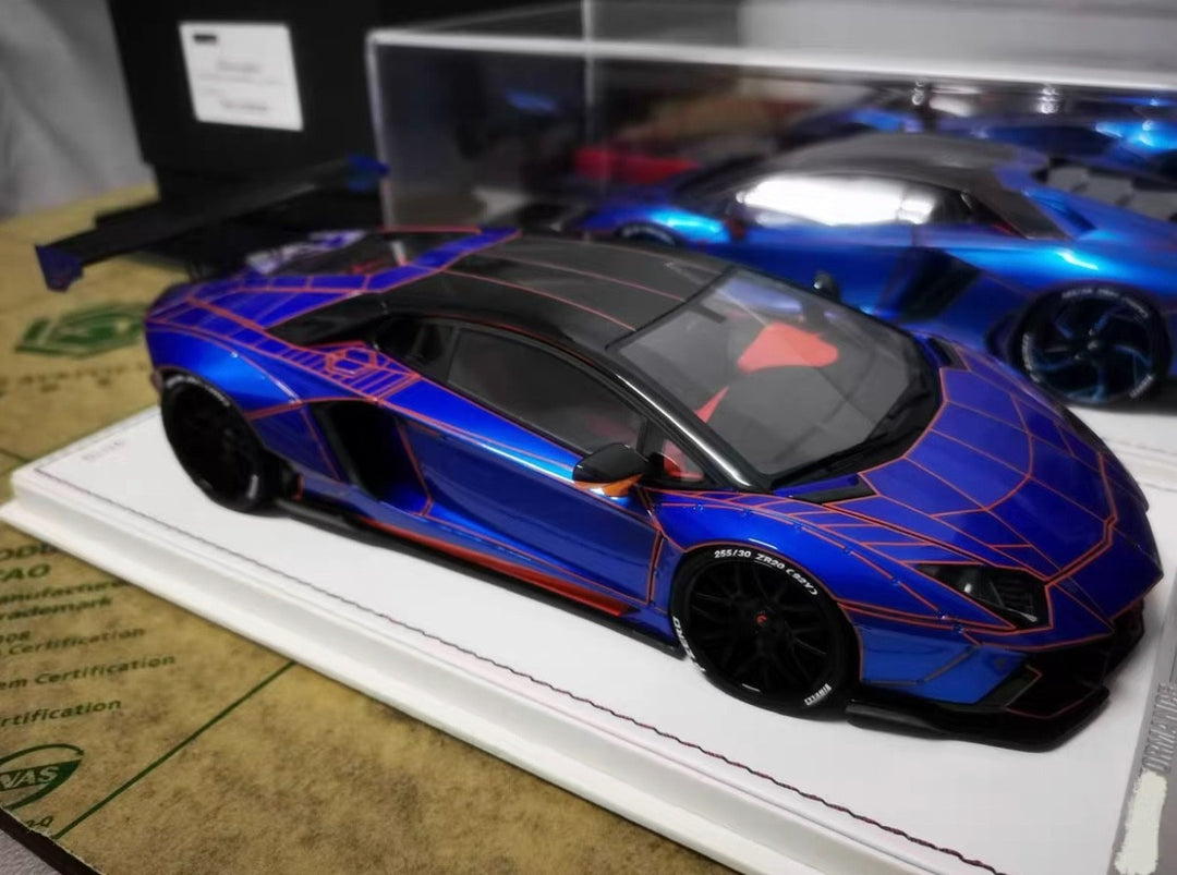 Lamborghini Aventador LBWK (Blue/ Orange TRON) [Davis & Giovanni] 1:18 scale
