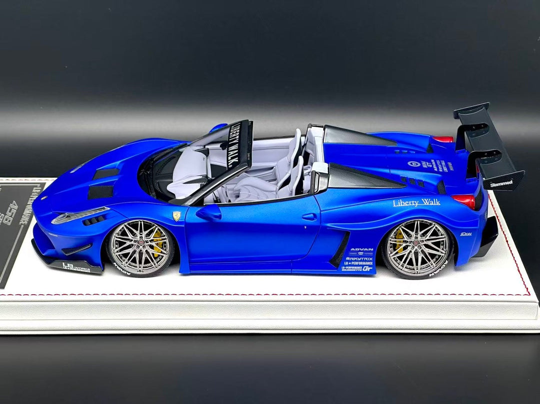 Ferrari 458 Spider LBWK (Matte Chrome Blue) [Davis & Giovanni] 1/18 scale