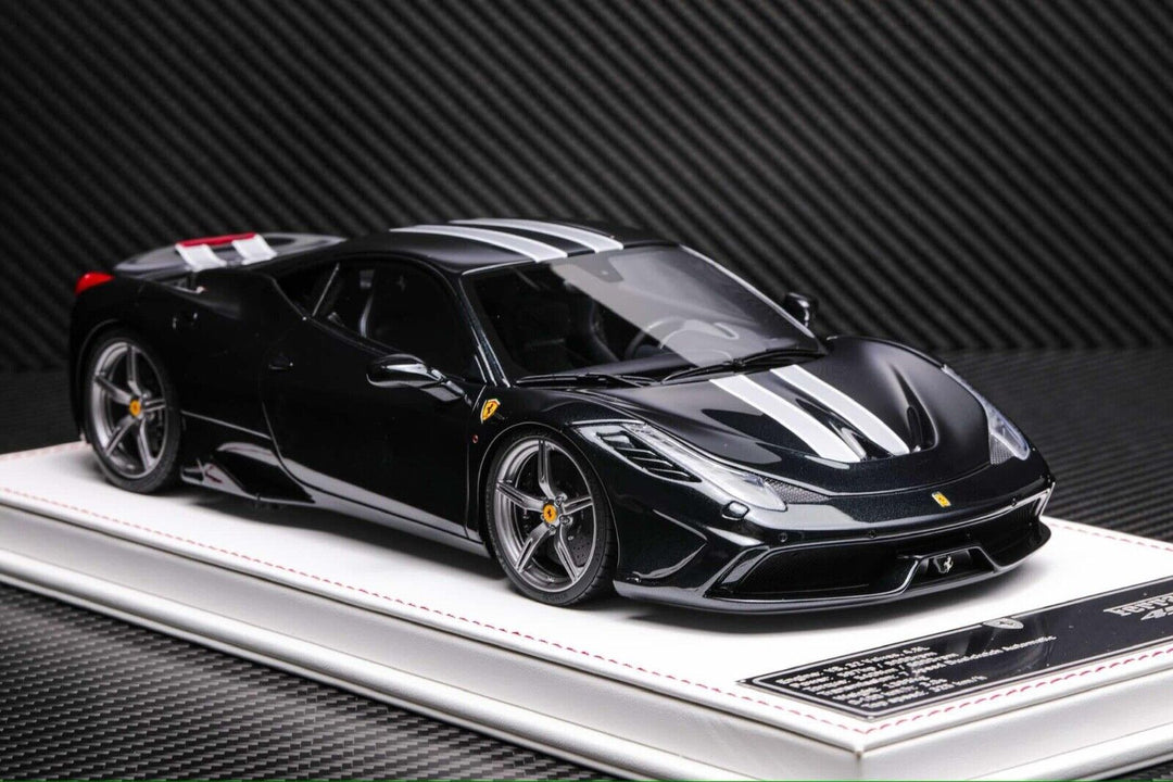 Ferrari 458 Speciale (Black/ White Stripe) [Davis & Giovanni] 1/18 scale