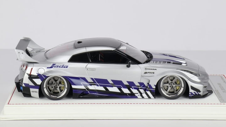 Nissan R35 GT-RR LBWK (Silver/ Blue Jada Livery) [Davis & Giovanni] 1/18 scale