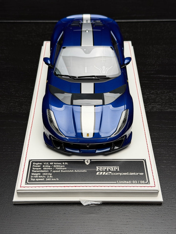 Ferrari 812 Competizione (Dark Blue/Silver Stripe) [Davis & Giovanni] 1:18 scale