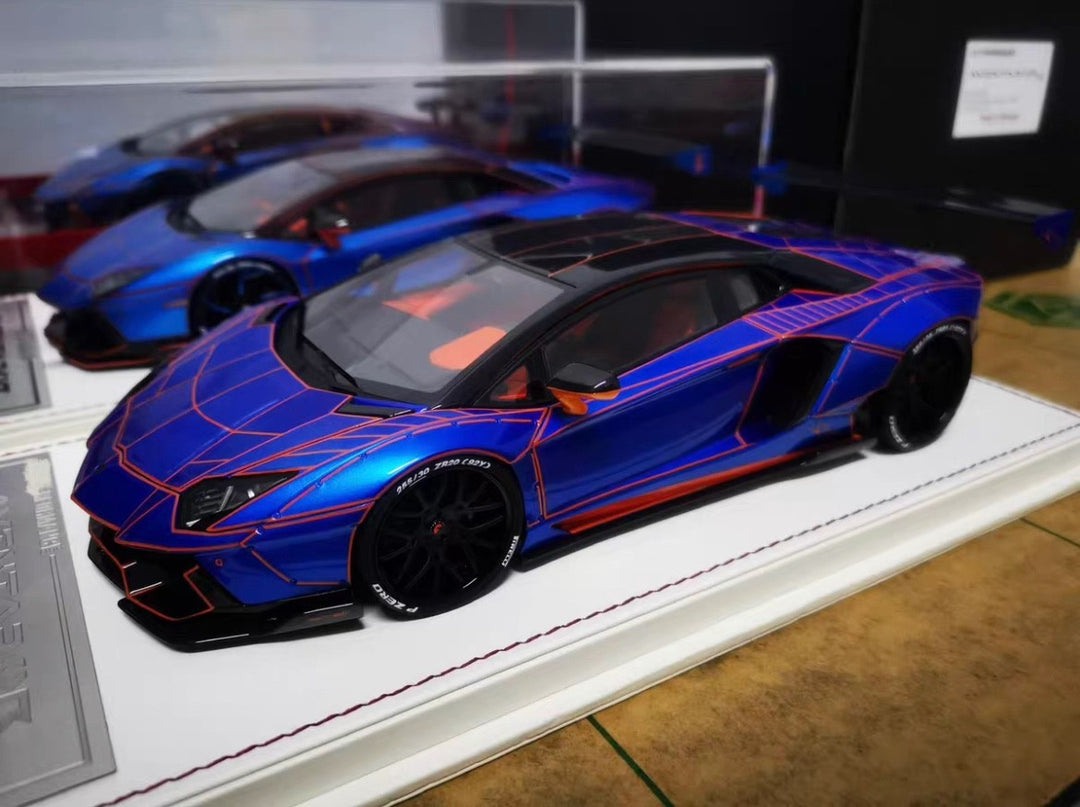 Lamborghini Aventador LBWK (Blue/ Orange TRON) [Davis & Giovanni] 1:18 scale