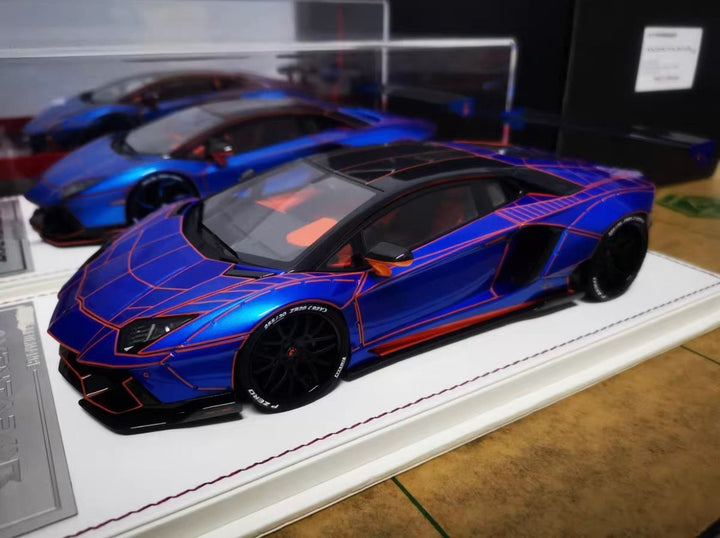 Lamborghini Aventador LBWK (Blue/ Orange TRON) [Davis & Giovanni] 1:18 scale