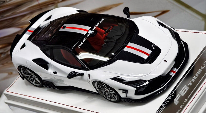 Ferrari F8 Tributo KEYVANY (White w/ Red Stripe) [Davis & Giovanni] 1:18 scale