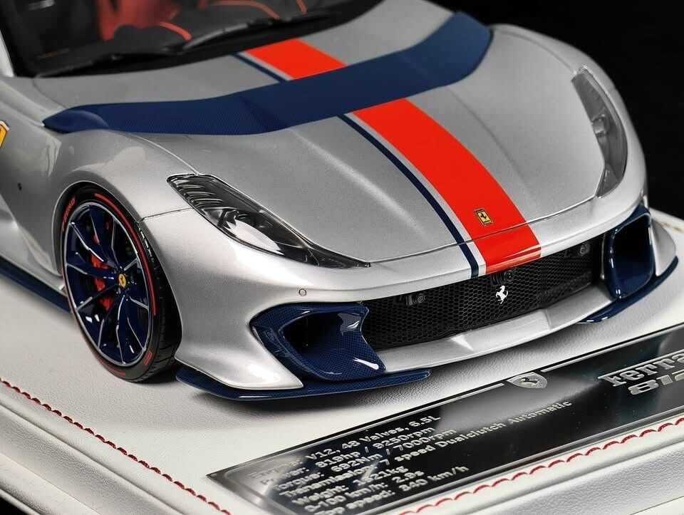 Ferrari 812 Competizione (Silver/ Orange Stripe) [Davis & Giovanni] 1/18 scale