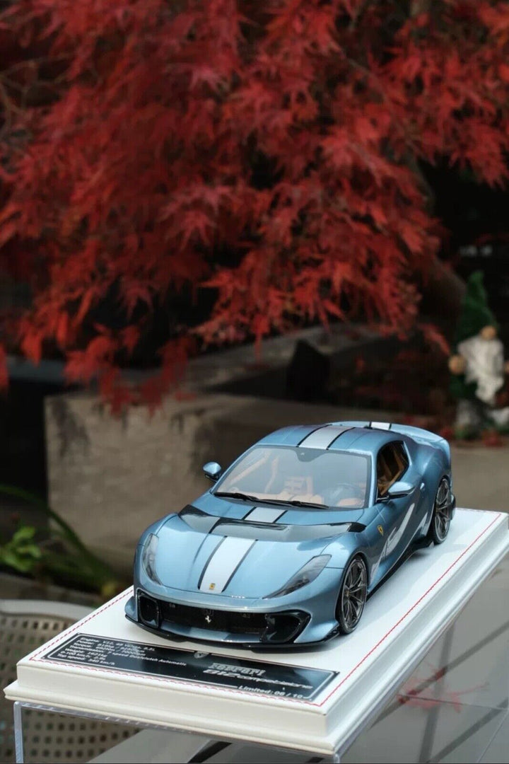 Ferrari 812 Competizione (Light Blue/ White Stripe)[Davis & Giovanni] 1:18 scale