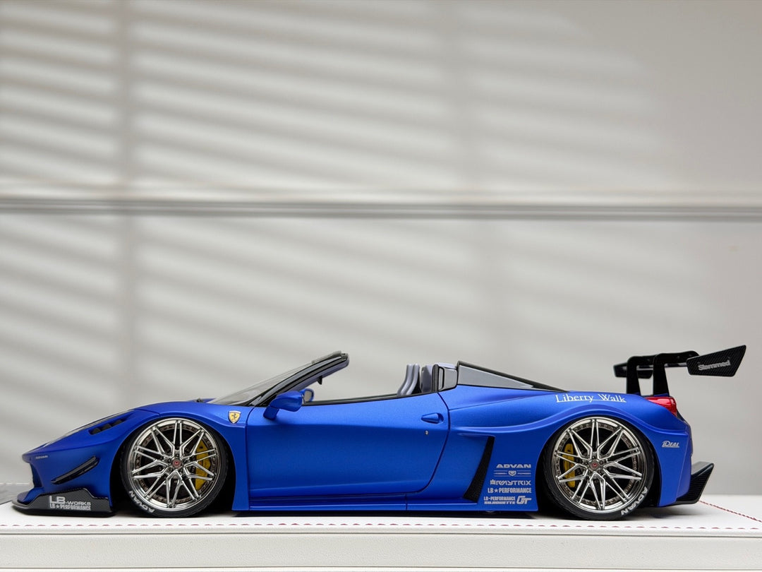 Ferrari 458 Spider LBWK (Matte Chrome Blue) [Davis & Giovanni] 1/18 scale