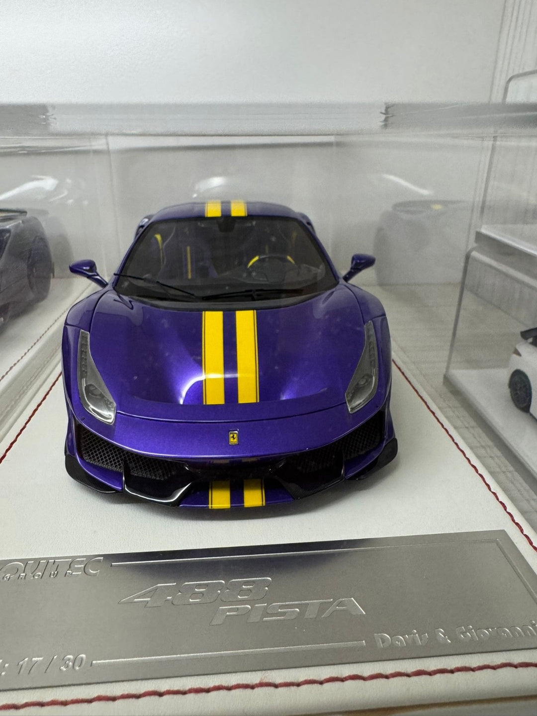 Ferrari 488 Pista NOVITEC (Purple/ Yellow Stripes) [Davis & Giovanni] 1:18 scale
