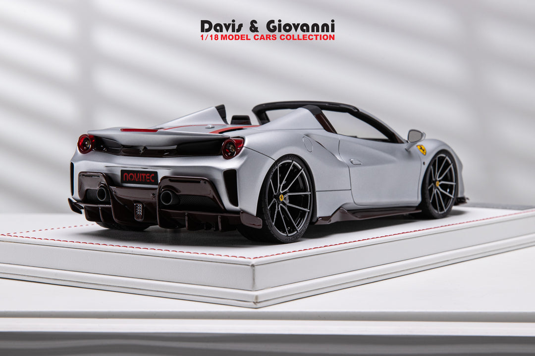 Ferrari 488 Pista Spider NOVITEC (Silver/ Red stripe) [Davis & Giovanni] 1/18 scale