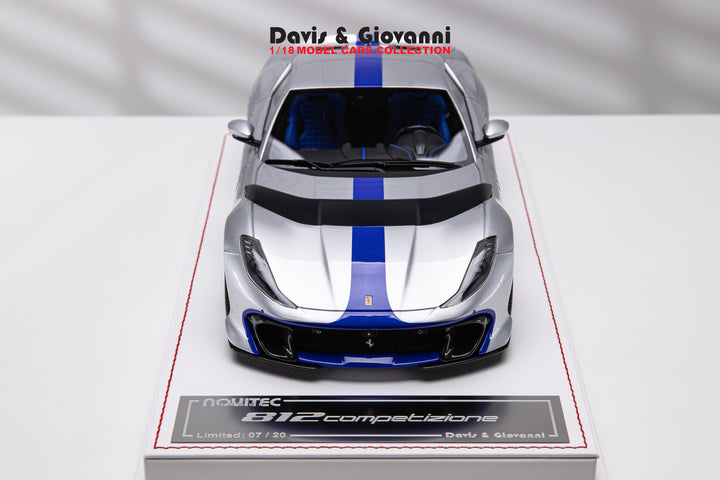 Ferrari 812 Competizione NOVITEC (Silver/ Blue) [Davis & Giovanni] 1/18 scale