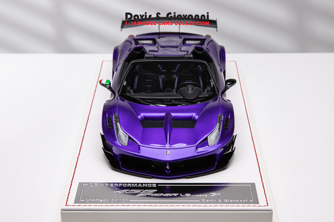 Ferrari 458 Spider LBWK (Purple Metallic) [Davis & Giovanni] 1/18 scale