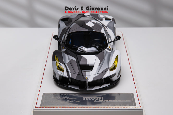 Ferrari LaFerrari (White/Grey/Black Camo) [Davis & Giovanni] 1/18 scale
