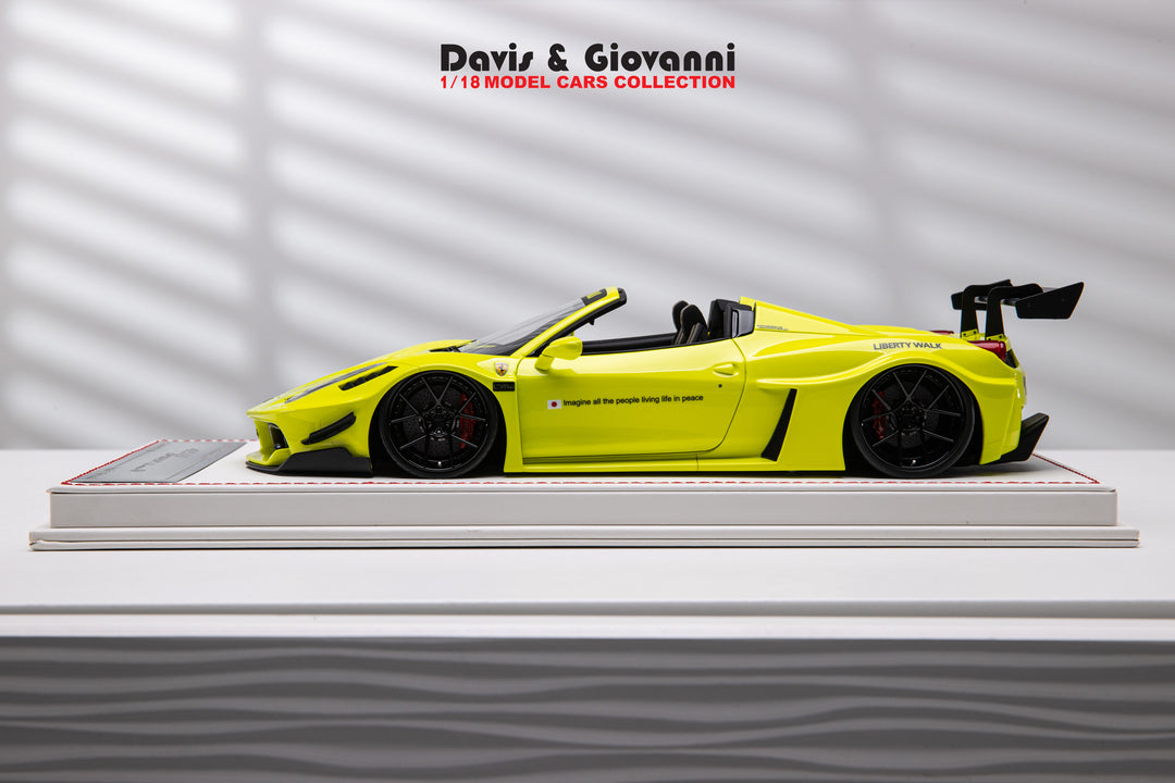 Ferrari 458 Spider LBWK (Neon Yellow) [Davis & Giovanni] 1/18 scale