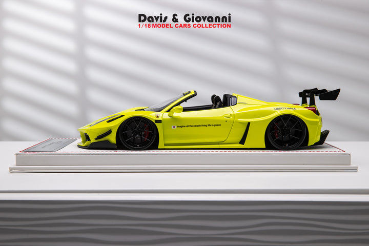 Ferrari 458 Spider LBWK (Neon Yellow) [Davis & Giovanni] 1/18 scale