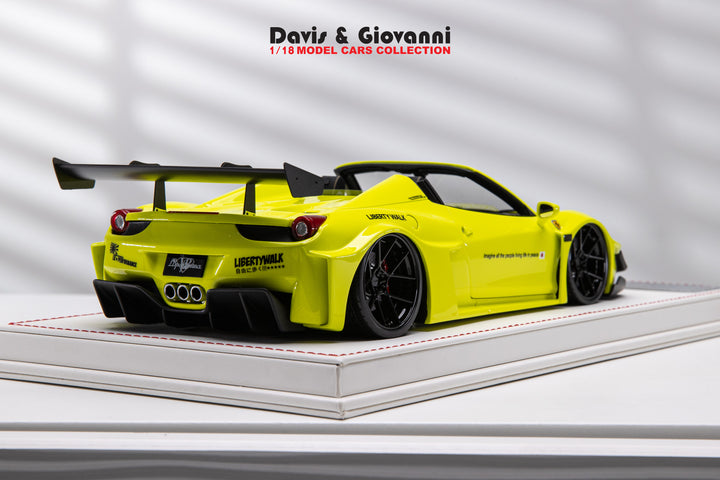 Ferrari 458 Spider LBWK (Neon Yellow) [Davis & Giovanni] 1/18 scale