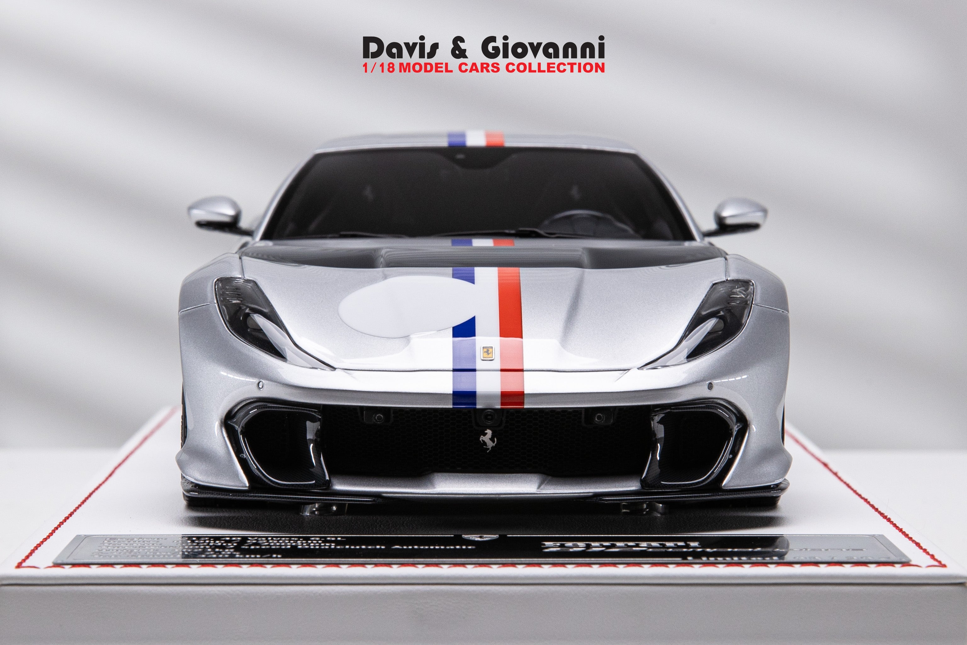 Ferrari 812 Competizione (Silver/ France Flag) [Davis & Giovanni] 1/18