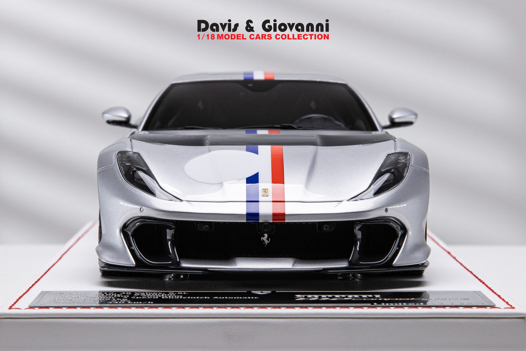 Ferrari 812 Competizione (Silver/ France Flag) [Davis & Giovanni] 1/18 scale