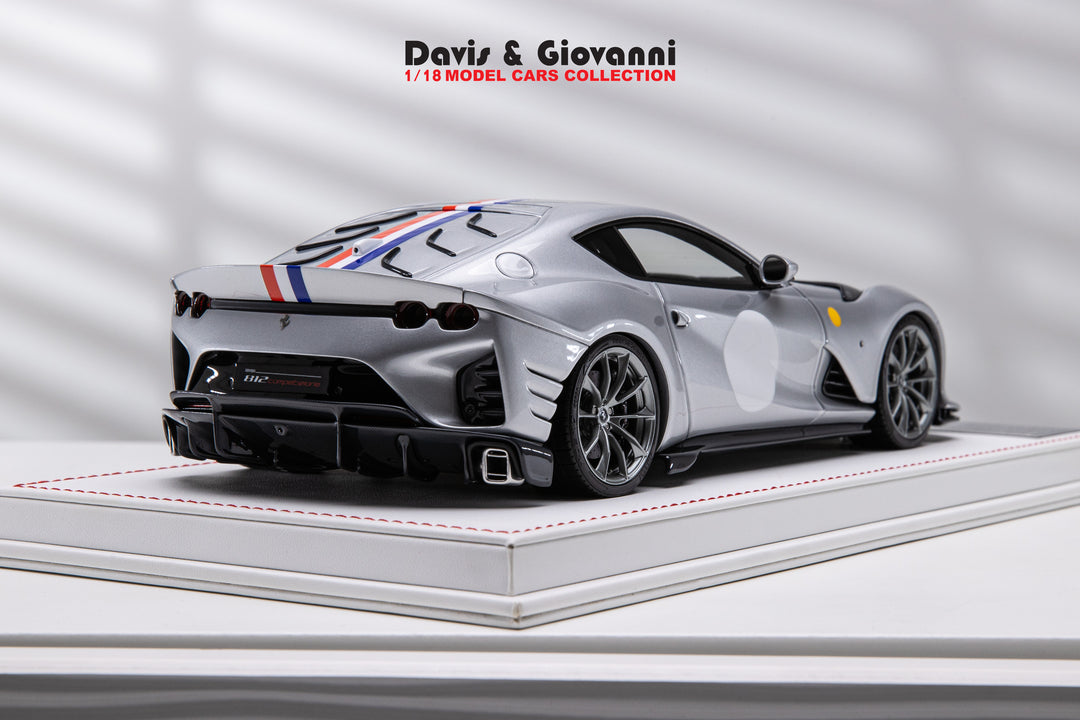 Ferrari 812 Competizione (Silver/ France Flag) [Davis & Giovanni] 1/18 scale