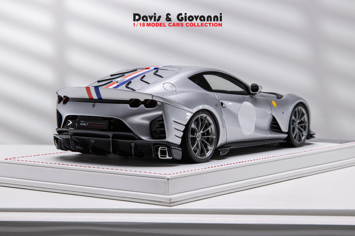 Ferrari 812 Competizione (Silver/ France Flag) [Davis & Giovanni] 1/18 scale