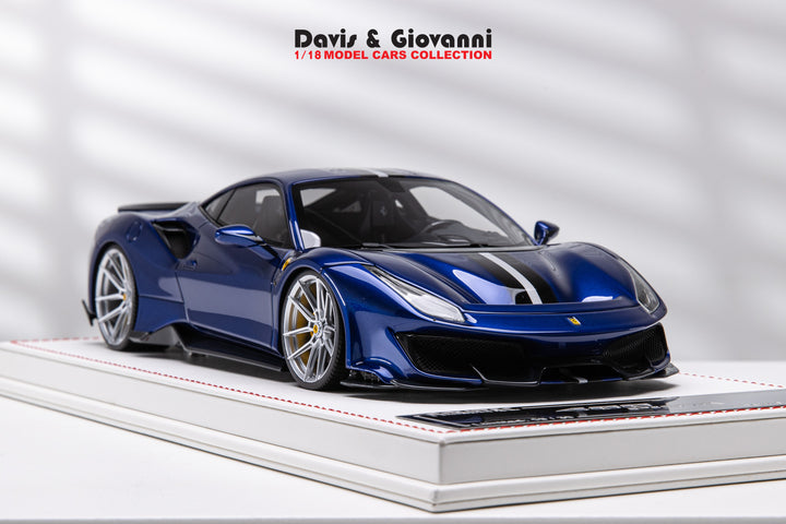 Ferrari 488 Pista NOVITEC (Metallic Blue) [Davis & Giovanni] 1/18 scale