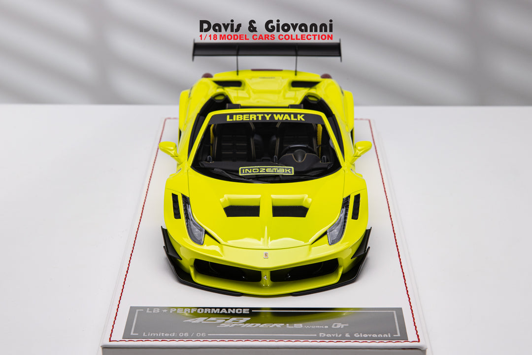 Ferrari 458 Spider LBWK (Neon Yellow) [Davis & Giovanni] 1/18 scale