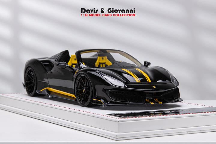 Ferrari 488 Pista Spider NOVITEC (Black/ Yellow) [Davis & Giovanni] 1/18 scale