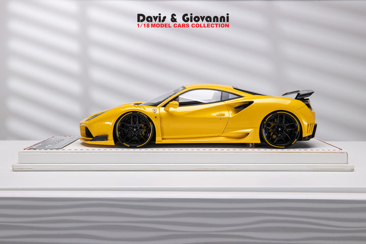 Ferrari 488 GTB N-LARGO NOVITEC (Yellow) [Davis & Giovanni] 1/18 scale