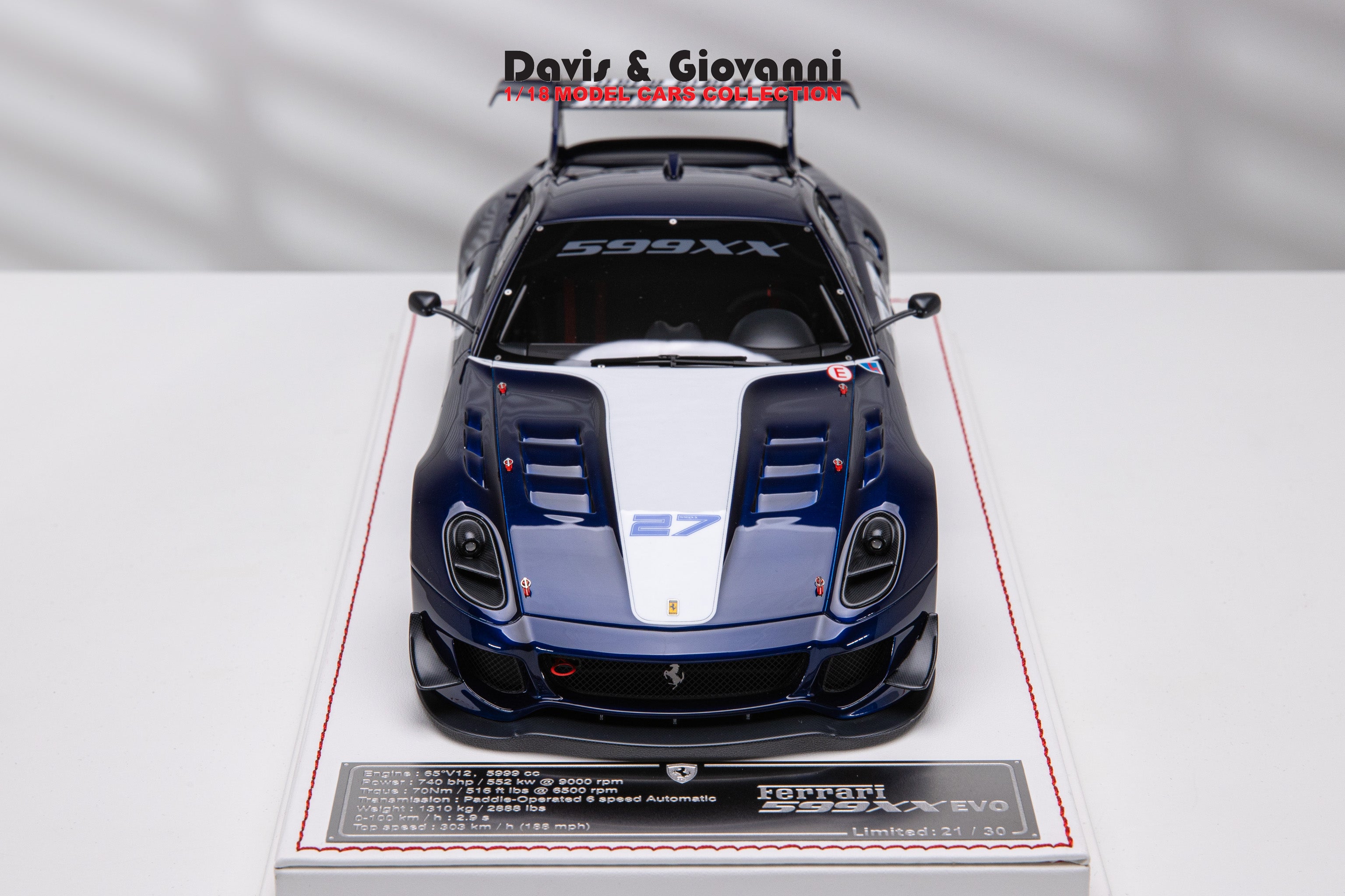 Ferrari 599XX EVO (Blue/White 27) [Davis & Giovanni] 1/18 scale