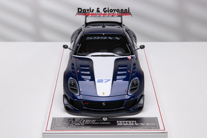 Ferrari 599XX EVO (Blue/White 27) [Davis & Giovanni] 1/18 scale