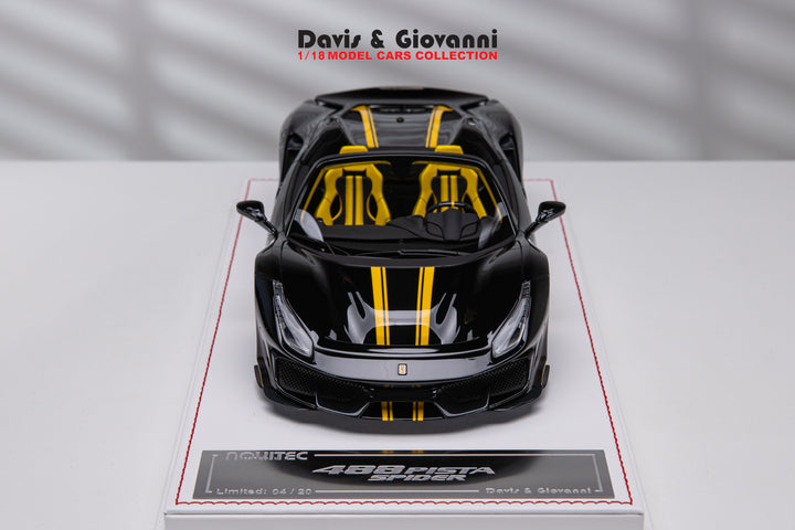 Ferrari 488 Pista Spider NOVITEC (Black/ Yellow) [Davis & Giovanni] 1/18 scale