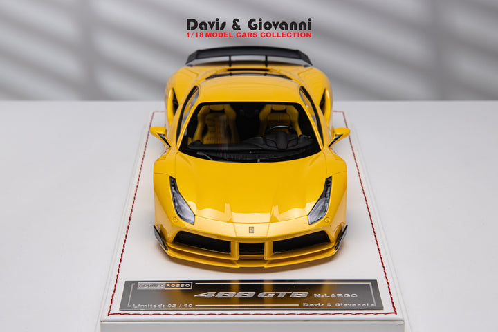 Ferrari 488 GTB N-LARGO NOVITEC (Yellow) [Davis & Giovanni] 1/18 scale