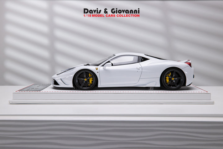Ferrari 458 Speciale (White/ Blue Stripe) [Davis & Giovanni] 1/18 scale