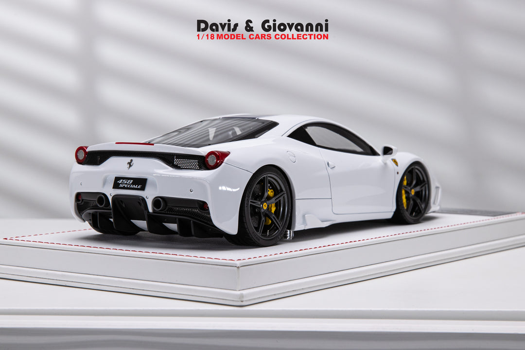 Ferrari 458 Speciale (White/ Blue Stripe) [Davis & Giovanni] 1/18 scale