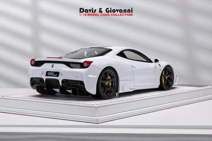 Ferrari 458 Speciale (White/ Blue Stripe) [Davis & Giovanni] 1/18 scale
